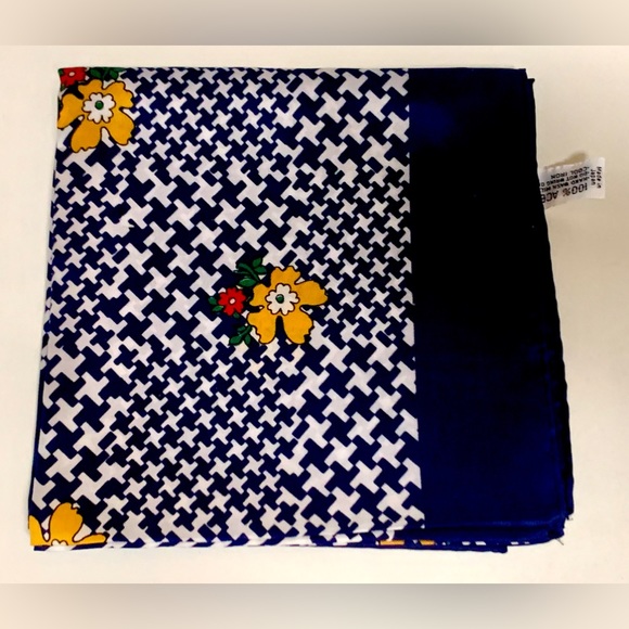 Vintage Water Repellent Acetate Floral Houndstooth HENRYSON ALL WEATHER SCARF - Picture 14 of 15